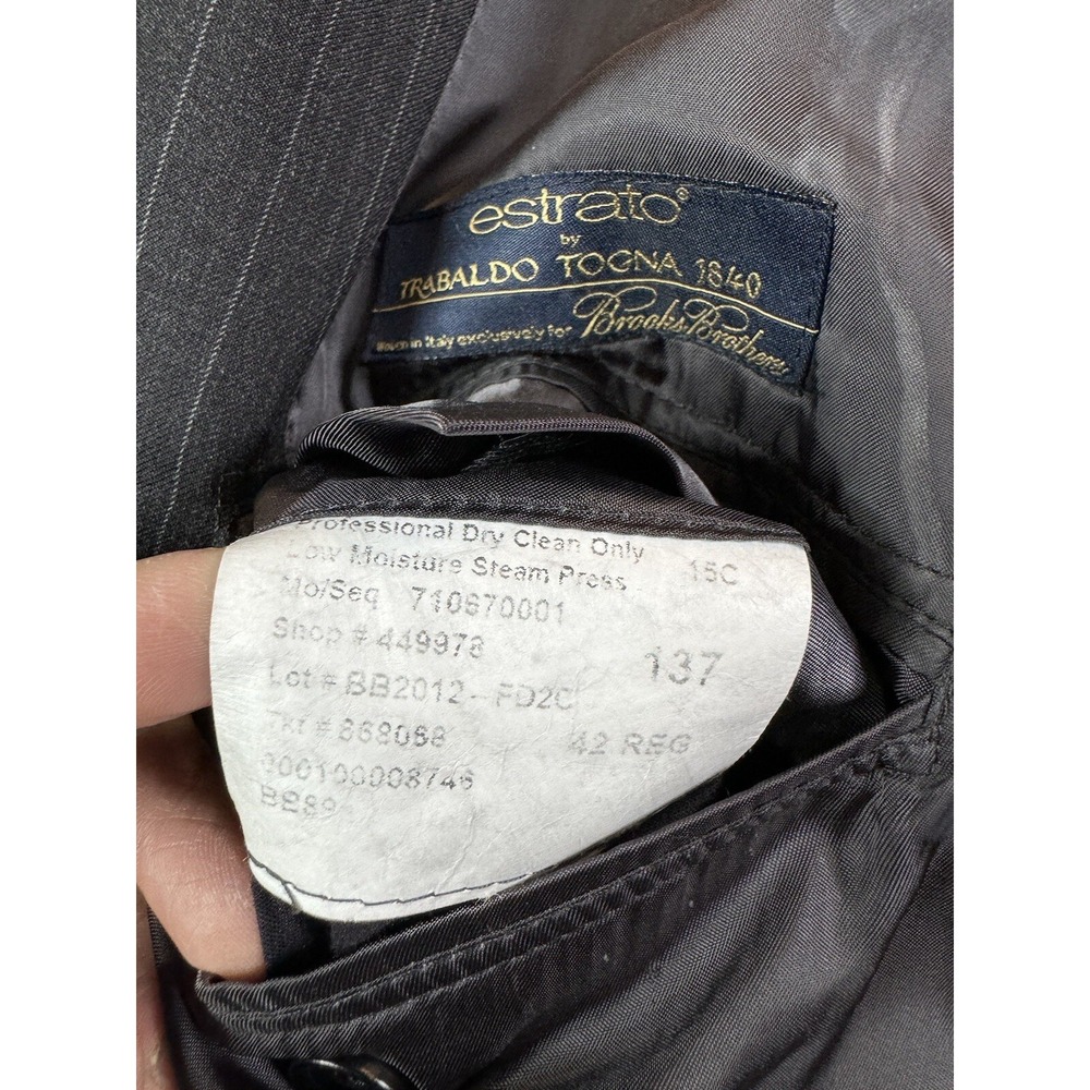 Brooks Brothers Suit Jacket 42 R Charcoal Wool Striped Estrato Fitzgerald USA - Picture 13 of 16